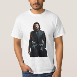 Camiseta Um Cavalheiro Com Seus Dois Cães Pretos