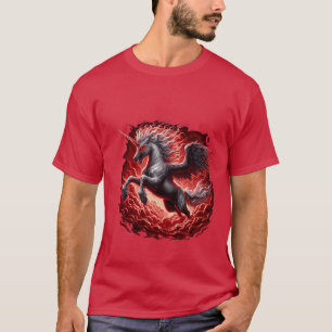 Camiseta Um Cavalo Unicórnio Inhehunder Irritado Voando No
