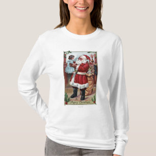 Camiseta Um ChristmasSanta alegre que guardara a menina no