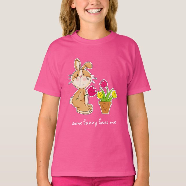 Camiseta Um Coelhinho Me Ama. Presente De Páscoa (Frente)