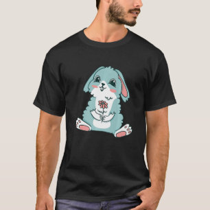 Camiseta Um coelho com orelhas de disquete com aquarela
