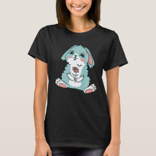 Camiseta Um coelho com orelhas de disquete com aquarela