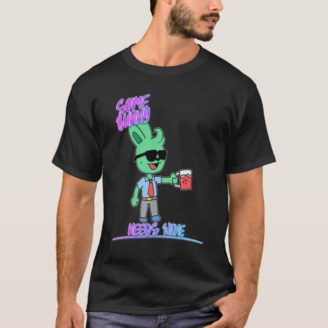 Camiseta Um coelho precisa de Piada de vinho (Frente)
