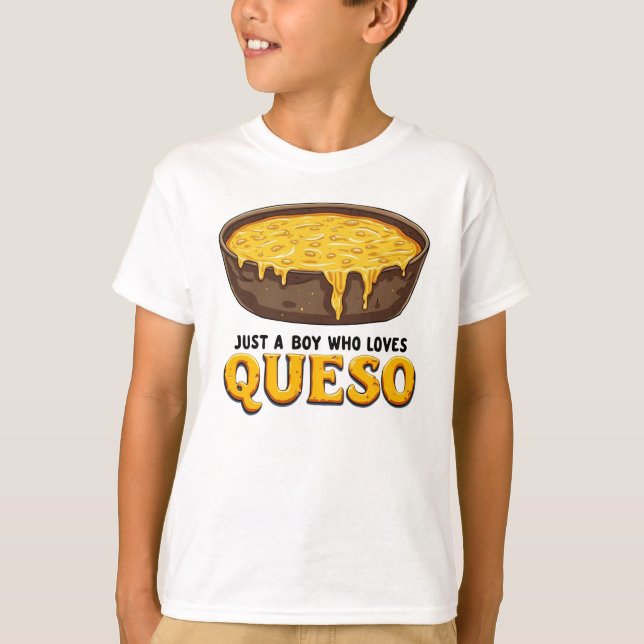 Camiseta Um Comida Engraçado, um garoto que ama Queso (Frente)