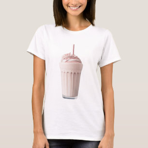 Camiseta Um Copo de Milkshake de Morango
