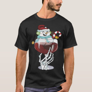 Camiseta Um copo de vinho tinto Papai Noel Natal