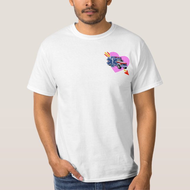 Camiseta Um coração do EMS do cuidado (Frente)