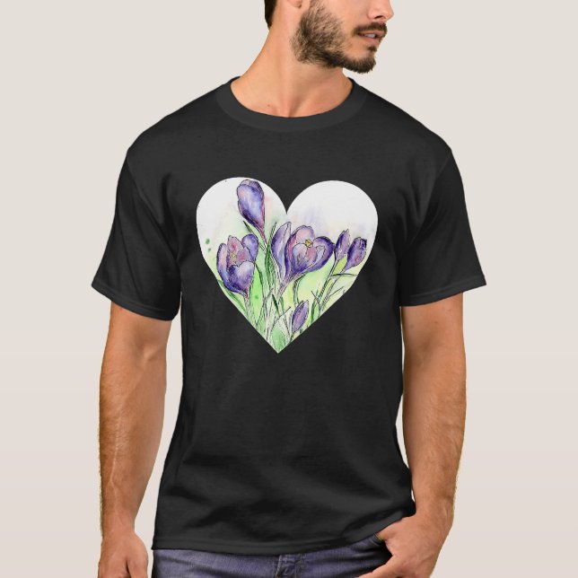 Camiseta Um Coração para Primavera Crocus (Frente)