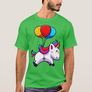 Camiseta Um Corno De Unicórnio Bonito Com Balões Diversão D