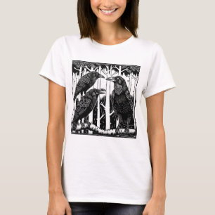 Camiseta Um Corvo e Seus Filhos nos Topos das Árvores
