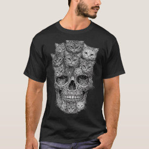 Camiseta Um crânio mas gato gatinho esqueleto halloween gat