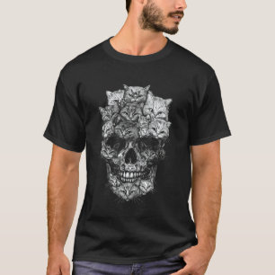 Camiseta Um Crânio Mas São Gatos Esqueleto de Gatinho Hallo