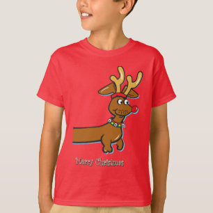 Camiseta Um Dachshund bonito que veste os Antlers da rena