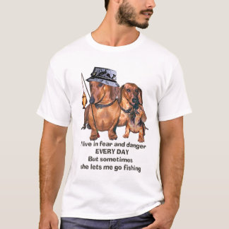 Camiseta Um Dachshund da pesca