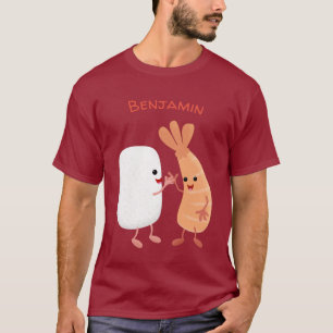 Camiseta Um desenho animado de amigos de camarão de sushi