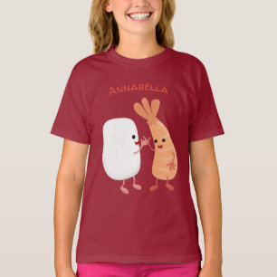 Camiseta Um desenho animado de amigos de camarão de sushi