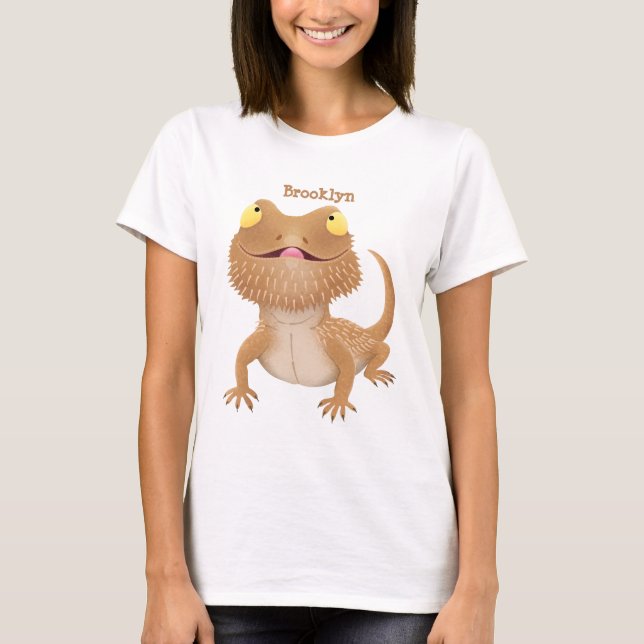 Camiseta Um desenho animado de lagarto de dragão barbudo (Frente)