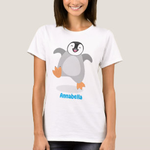 Camiseta Um desenho animado de pintinho de pinguim feliz e
