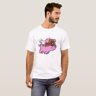 Camiseta Um desenho animado de porco rosa  escolher cor de 