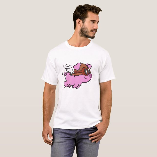Camiseta Um desenho animado de porco rosa| escolher cor de  (Frente Completa)