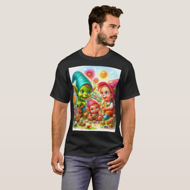 Camiseta um desenho animado de um monstro com um chapéu e u (Frente Completa)