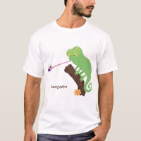 Um desenho animado verde-feliz chameleon lagarto