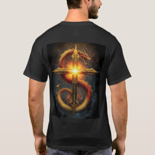Camiseta Um desenho poderoso e detalhado de um dragão enrol