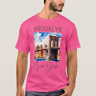 Camiseta Um Design de Aquarela do Brooklyn - Nova Iorque - 