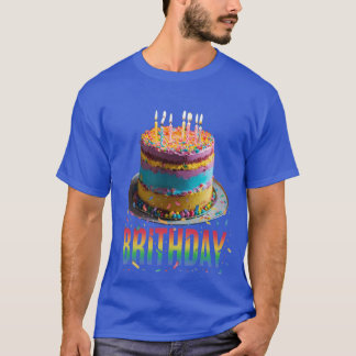 Camiseta Um design de foto de cores de bolo de aniversário