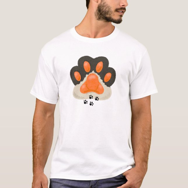 Camiseta Um design de pata de gato comovente apresentando u (Frente)