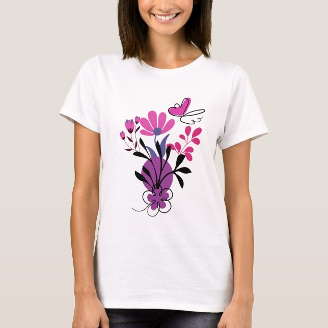 Camiseta Um Design Floral Colorido e Moderno (Frente)