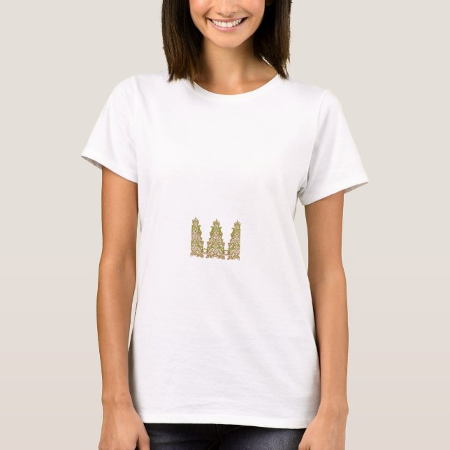 Camiseta Um design floral vibrante e simétrico que apresent (Frente)