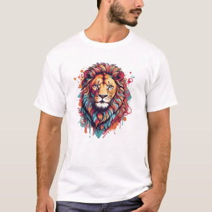 Camiseta Um design gráfico psicodélico com um leão