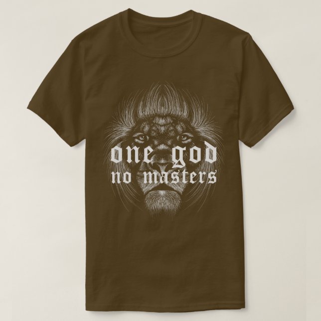 Camiseta Um Deus Sem Mestrados 1 (Frente do Design)