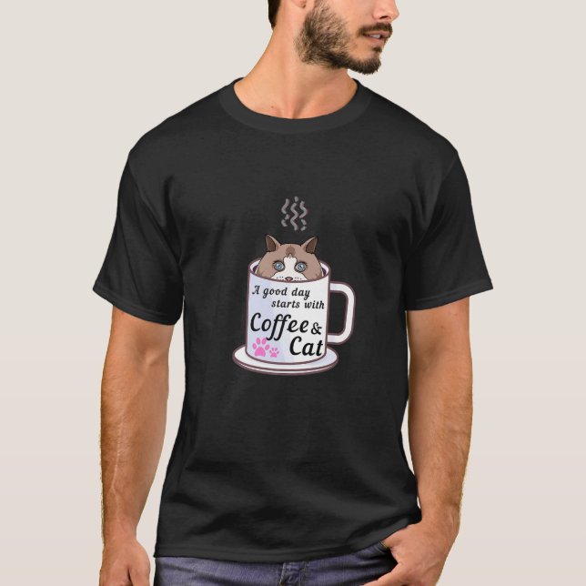 Camiseta Um Dia Começa Com Café (Frente)
