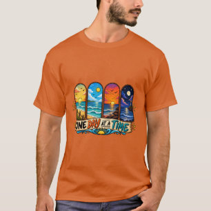 Camiseta Um Dia de Cada Vez Oceano Nascer do Sol Pôr do Sol