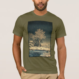 Camiseta Um Dia de Inverno no Rio Sumida no Japão