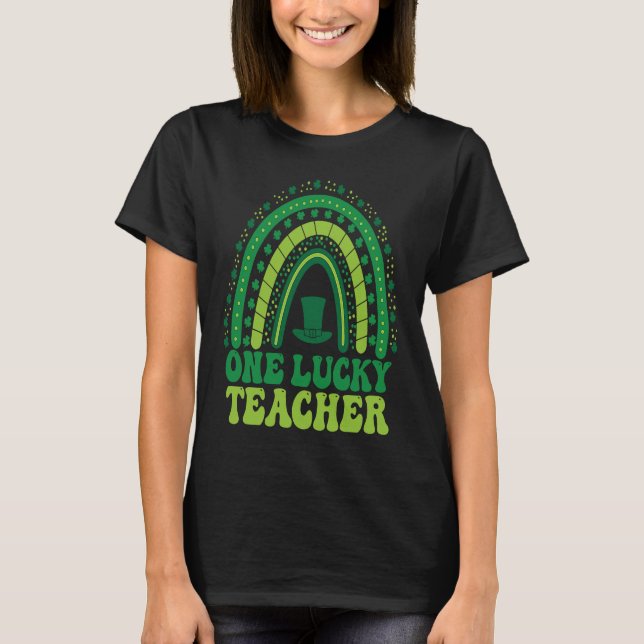 Camiseta Um Dia de São Patrício De Professores Sortudo Cute (Frente)