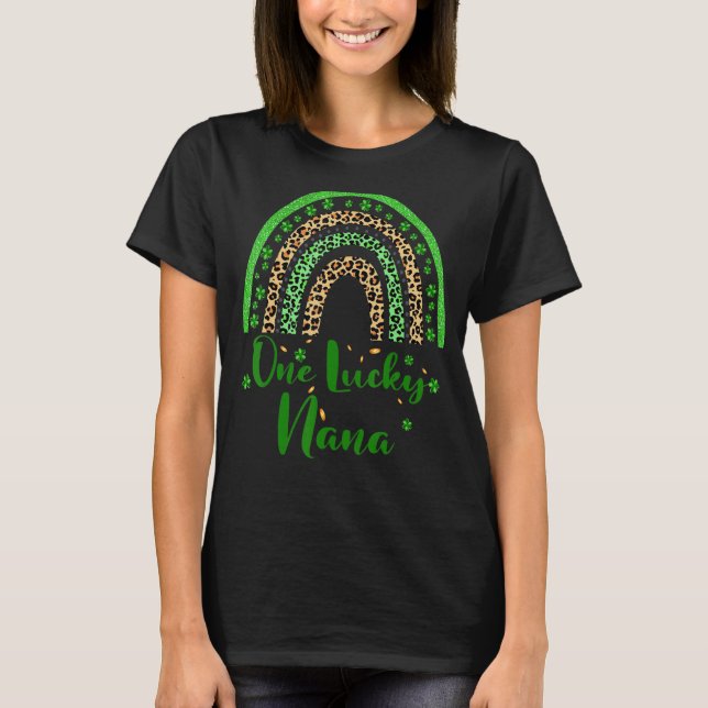 Camiseta Um dia feliz de Nana Irish Rainbow Leopard Patrick (Frente)