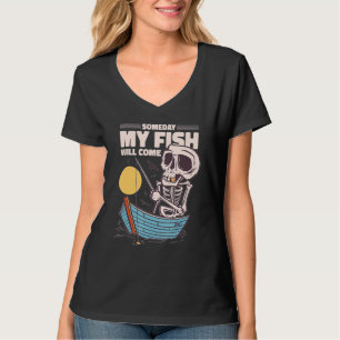 Camiseta Um Dia, Peixes Irão Vir Engraçados Pescar O Skelet