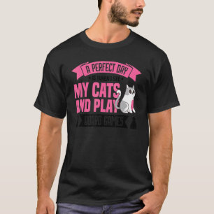 Camiseta um dia perfeito gato gatos jogo de tabuleiro jogos