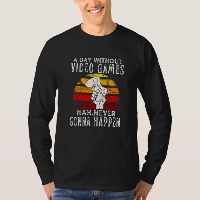 Camiseta Um Dia Sem Videos games Meninos Jovens Jogam Fu (Frente)