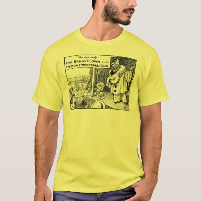 Camiseta Um dia somente: Palhaço mau do banjo (Frente)