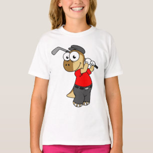 Camiseta Um Dinossauro Paquicéfalossauro Jogando Golfe.