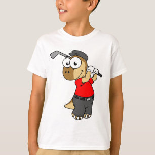 Camiseta Um Dinossauro Paquicéfalossauro Jogando Golfe.