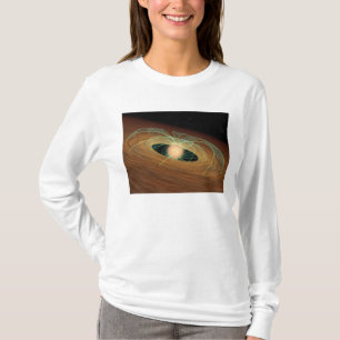 Camiseta Um disco deformação empoeirado na órbita