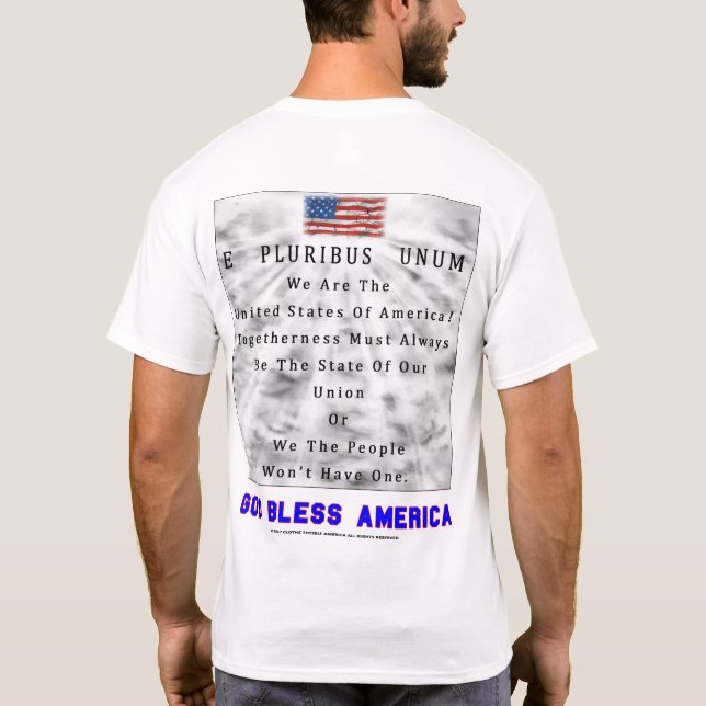 Camiseta Um Dividir-DEUS da nação ABENÇOA AMÉRICA em letras (Verso)