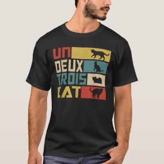 Camiseta Um Dois Três Gato Piada Francesa Divertida Gato Di