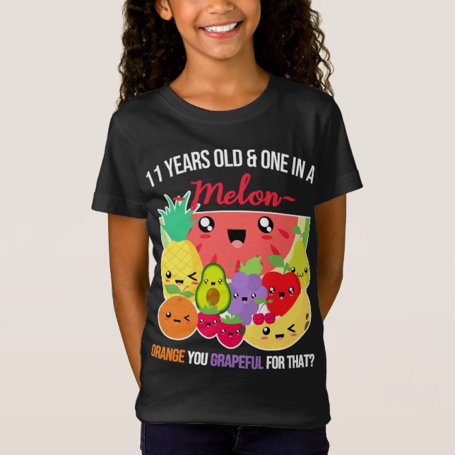 Camiseta Um em uma Fruta Melon Engraçado Dizendo 11 no Aniv (Frente)