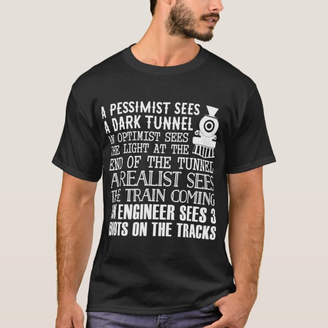 Camiseta Um Engenheiro De Comboio E Três Idiotas Piadas Eng (Frente)